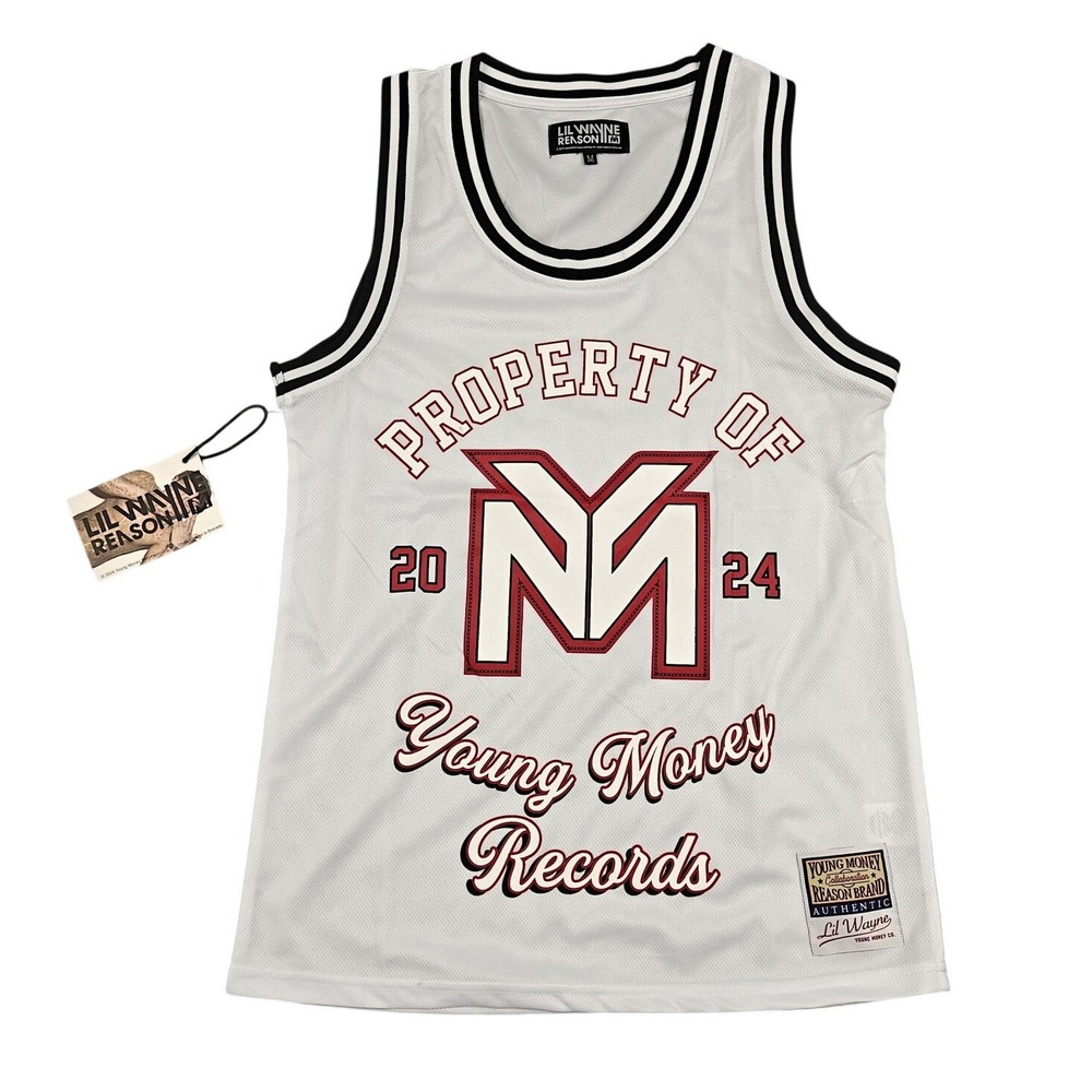 Lil Wayne Reason Brand Young Money Records Basketball Jersey White RLW-17 Mens M